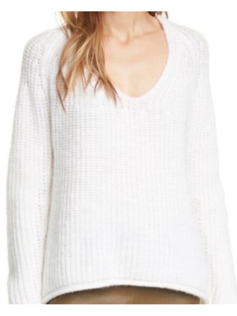 Rag & Bone White V-Neck Sweater